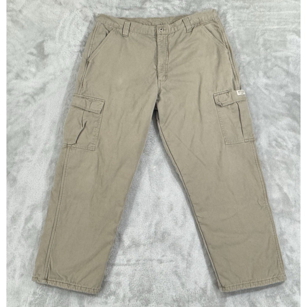 Wrangler Pants Mens 38x30 Fleece Lined Cargo Relaxed‎ Soft Warm Outdoor Workwear